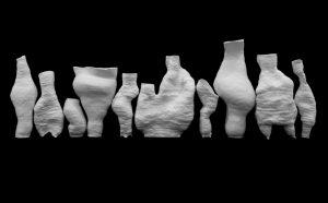 These vessels explore the impact of chronic stress. The organic, fragile, and emotive forms in this series individually reflect deterioration from the stresses compounded by impairment and disability, however, when viewed together they emphasize the role of supportive social nets and community in caring and healing.